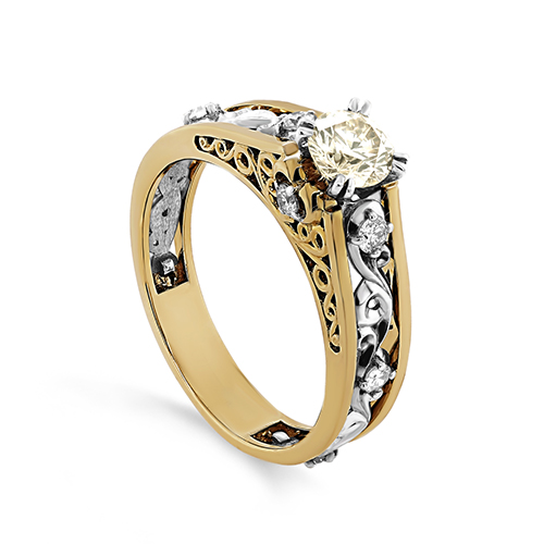 Кольцо, золото, бриллиант, желтый, 1-2534-9200